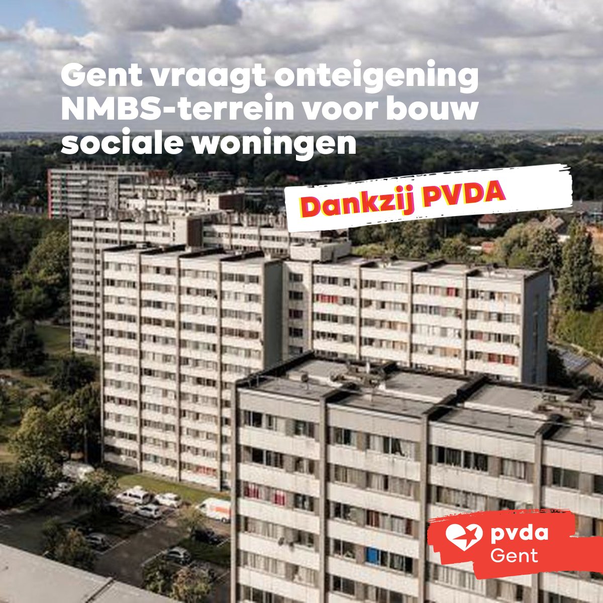 Op aandringen van de PVDA maakt de Gentse gemeenteraad de juiste keuze. We vragen de steun van de federale regering om het spoorwegbosje in Gentbrugge, eigendom dat de NMBS verkoopt, te onteigenen om er sociale woningen te kunnen bouwen. De PVDA weegt op het beleid.
