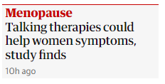 Pinklibrarian's tweet photo. Those pesky "women symptoms". If only I could talk to someone about them! #Grauniad https://t.co/qdoPeQRd5N