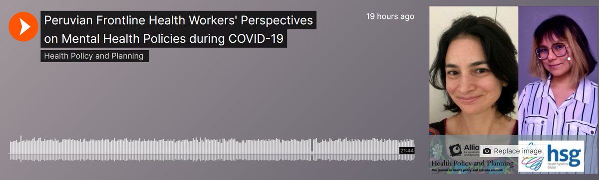 New podcast live & in Spanish with @SaraArdilaGmez1 (mentor) & @nikolmayop (mentee). Discussing their experiences with the publication mentorship program & the paper Peruvian Frontline Health Workers' Perspectives on #MentalHealth Policies during #COVID19: bit.ly/49V3Im5