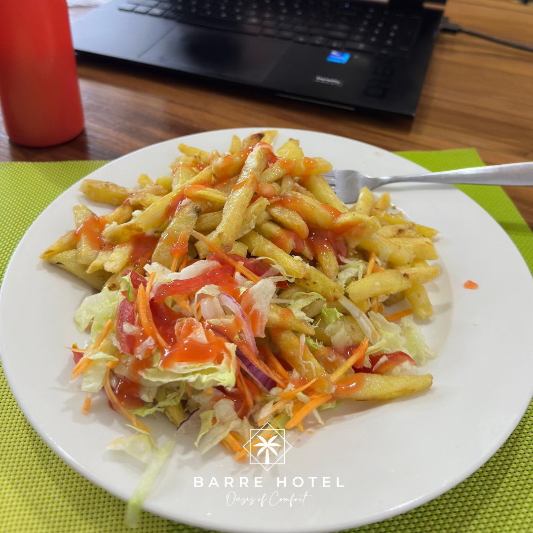 Powering through the workday at Barre Hotel, South C!
Our lunch is amazing, especially the chips, and we have the perfect co-working space to get things done!

#lunchbreak #Nairobi #finedining #SouthC #getstuffdone