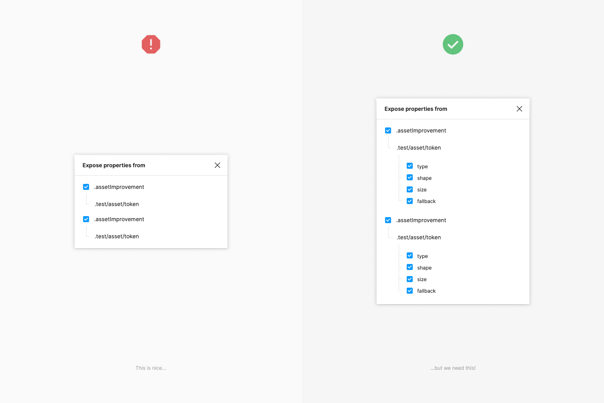 Hey @Figma (and <a href="/disco_lu/">luis.</a>😊), can we please have this?

I really enjoy creating multifunctional components that are very versatile, but my teammates aren't fans of me exposing all the properties of the nested components.

Being able to select properties would be such a huge deal.