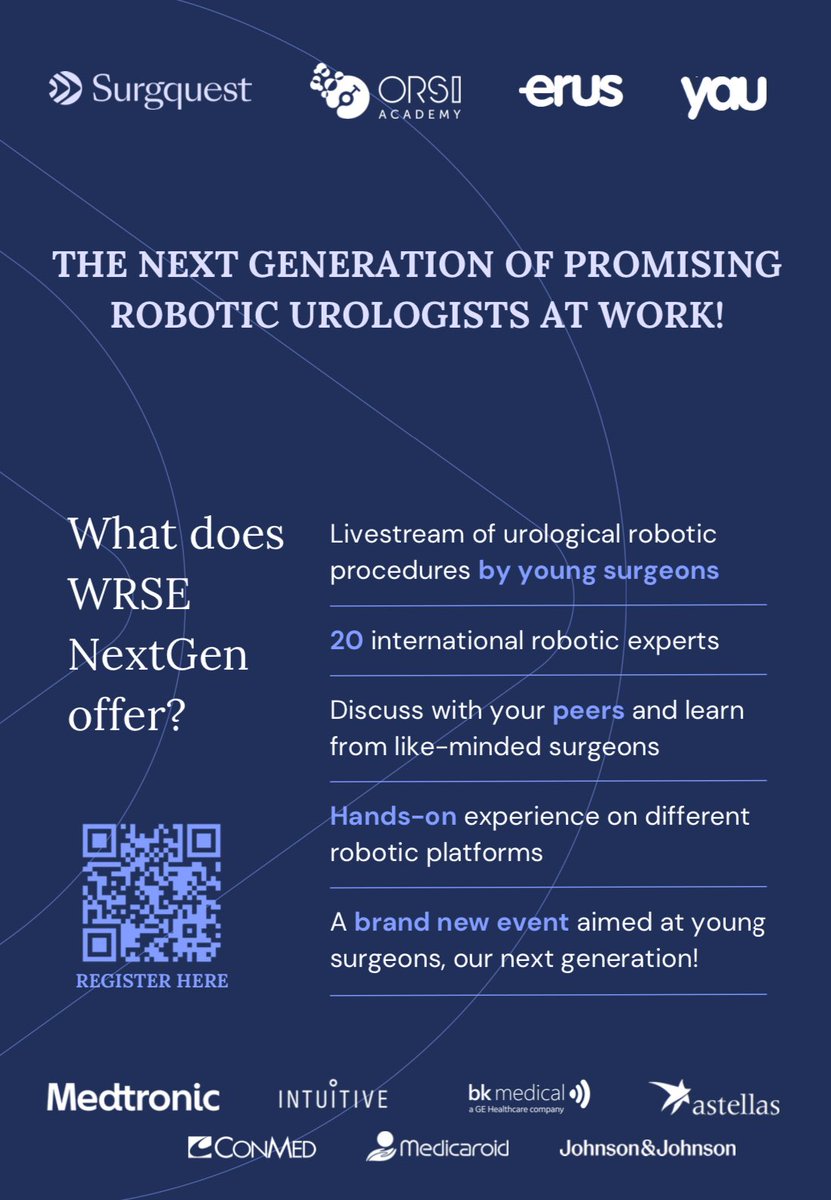 WRSE Nextgen will involve KOLs who classically are operating themselves, to get the opportunity to pass their wisdom from the Green key studio to the OR, where a selection, proficient and young surgeons will be in the operating console.
Registration invivox.com/en/training/de….