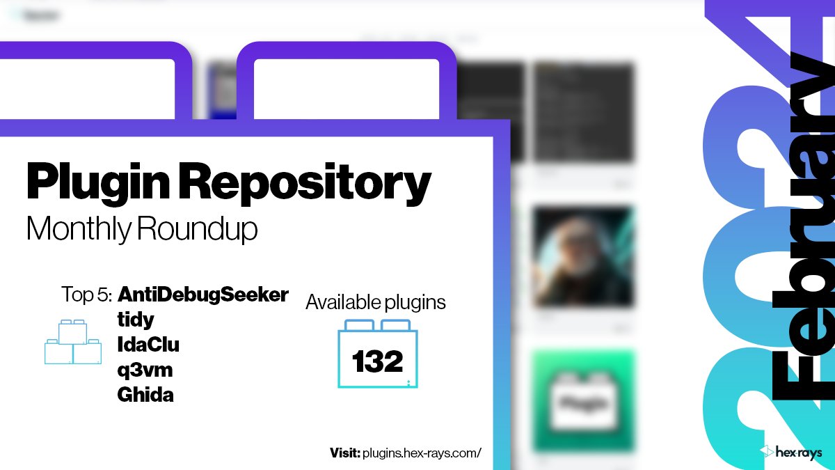 HexRaysSA's tweet image. February Plugin Roundup 🗞️ AntiDebugSeeker was again the most downloaded #IDAPlugin 👏  It is also great to see q3vm making it to the chart for the first time 🤩 Do you think your plugin is good enough to be in the top 5 🤔 plugins.hex-rays.com

#PluginRoundup #IDAPython