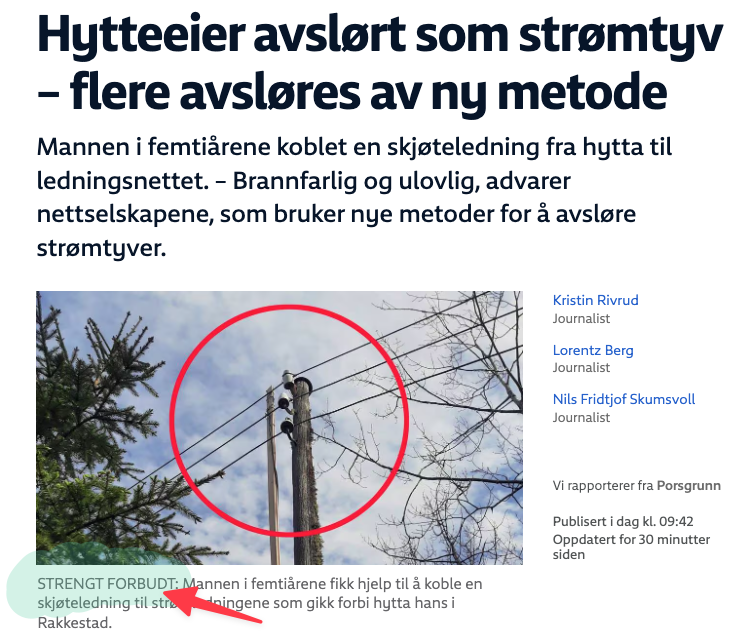 "STRENGT FORBUDT"

Virker som en usedvanlig liten straff

Han ble dømt til betinget fengsel og måtte gjøre opp for seg. Så sånn sett så må han betale for strømmen og ikke faktisk være i fengsel, slik som resten av oss lovlige strømkunder.