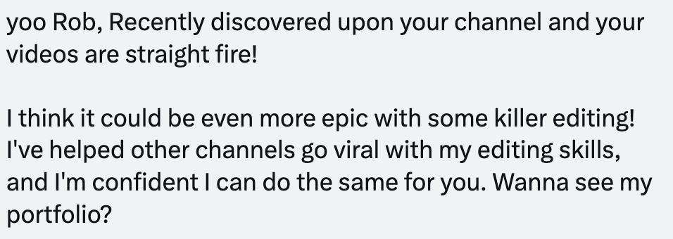 Rob_Genti's tweet photo. Getting compliments on my videos makes me  SO-DAMN-HAPPY. 

Even though I don't actually have any videos, and this person is just making things up.  

But still, thanks for trusting me in advance! It really boosts my confidence today! 💪 https://t.co/7FcwKwg0Yw