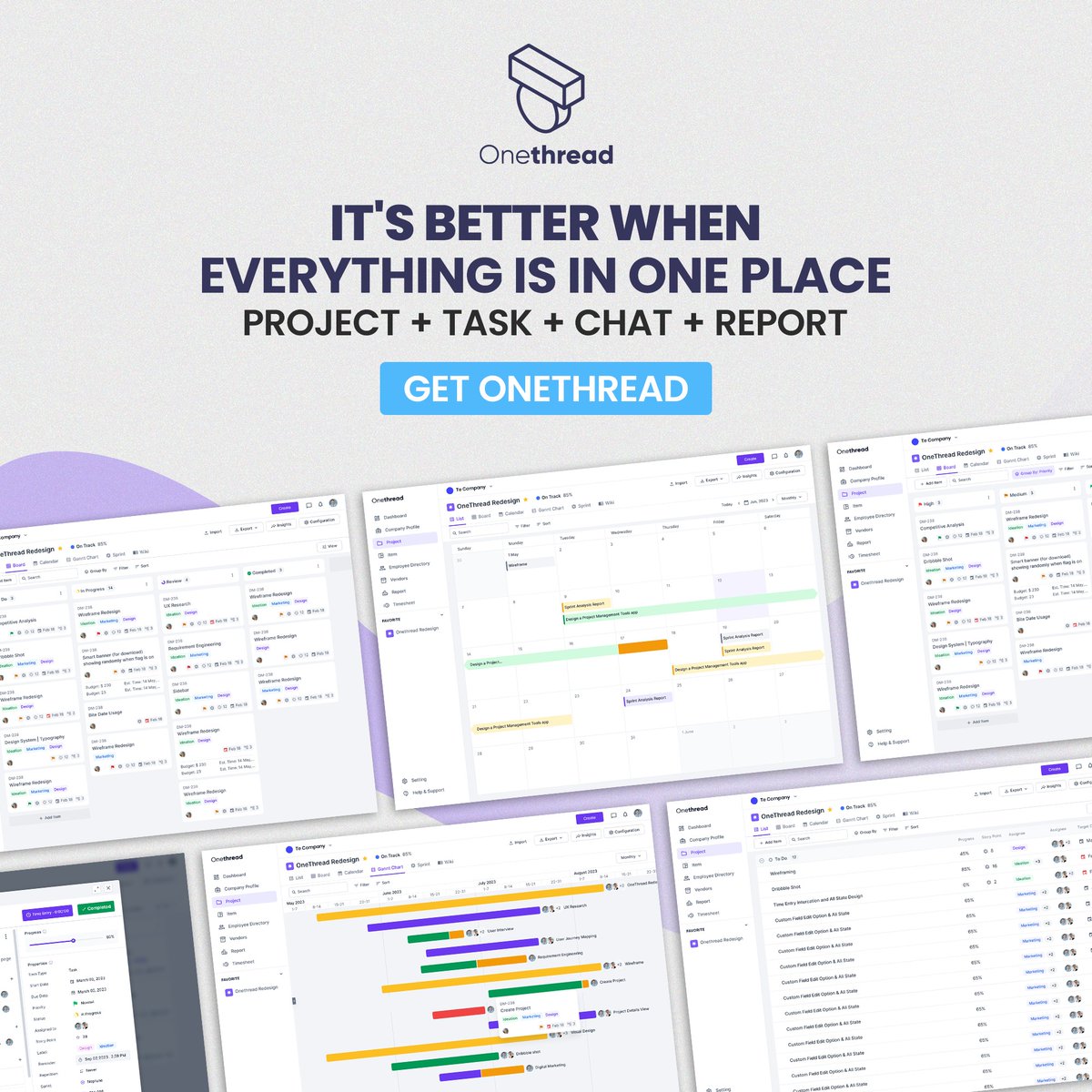 Onethread_app's tweet photo. Managing a busy agency? 
Switching between apps like WhatsApp, Slack, and Google Sheets can be a drag.

Enter Onethread, your all-in-one project management solution.

Boost productivity by 50% with integrated task management, team coordination, secure file storage &amp; more. https://t.co/RAjEeP40zt