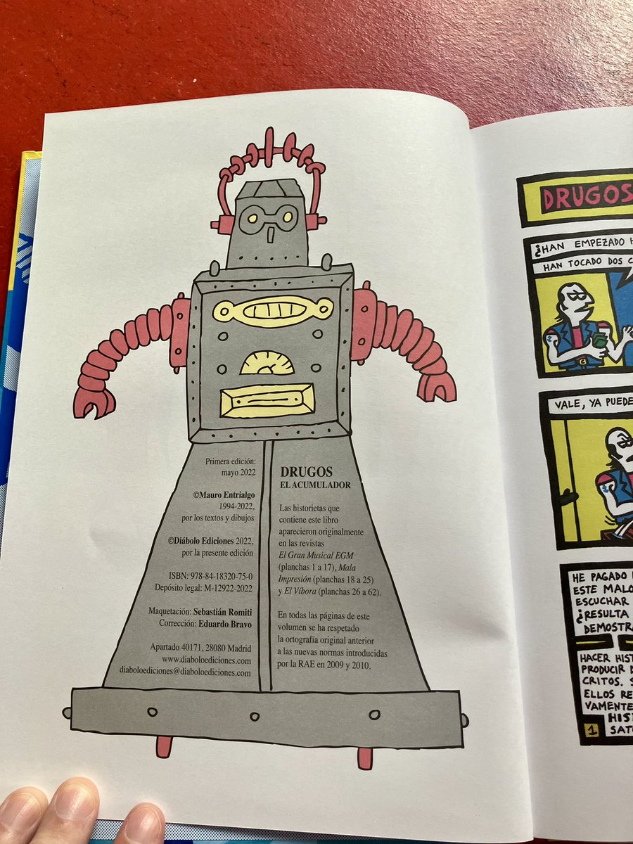 Mauro Entrialgo (@tyrexito) on Twitter photo Esta semana vuelve a las tiendas la edición definitiva de Drugos, editado por <a href="/Diabolocomics/">DIÁBOLO EDICIONES</a>. Tapa dura, nuevos escaneos bien hechos, papel grueso, con todas las páginas del personaje. Esta semana vuelve a las tiendas la edición definitiva de Drugos, editado por <a href="/Diabolocomics/">DIÁBOLO EDICIONES</a>. Tapa dura, nuevos escaneos bien hechos, papel grueso, con todas las páginas del personaje.