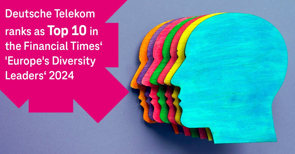 TSystemsUK's tweet photo. @deutschetelekom ranks in the Top 10 of the 2024 “Europe’s Diversity Leaders”, a list published yearly by @FT. Read the full report here: https://t.co/7zfkR4cD31 https://t.co/6aPCt30bFj