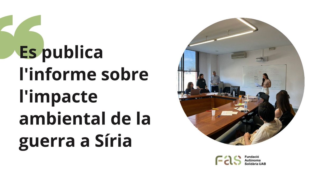 FAS_UAB's tweet photo. 🟢 “Injustícia ambiental a Síria: com afecta la guerra a les comunitats vulnerables?” és el títol del nou estudi publicat per l'@ICTA_UAB, el @CREAF_ecologia i la FAS, i és resultat de la recerca d’@ADaiyoub

Consulta l'informe a 👉 https://t.co/lZ9HvHetjm https://t.co/97la9k6lxL