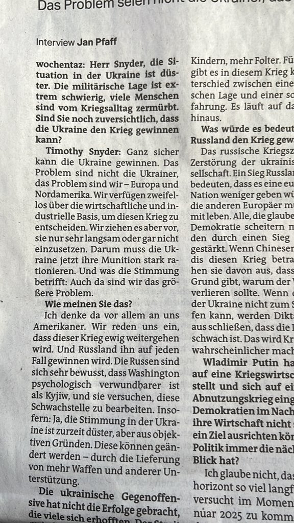 Wichtiges Interview mit @TimothyDSnyder in der @wochentaz taz.de/Historiker-Sny…