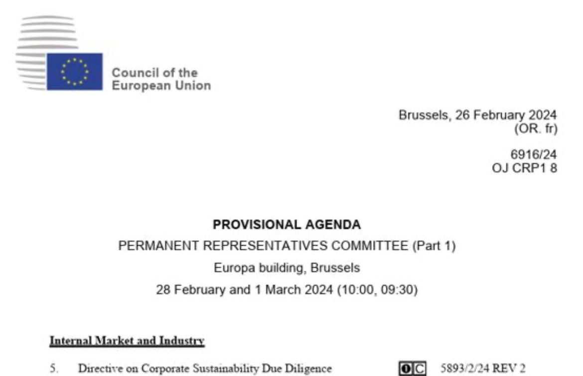 Just wow. France proposes to reduce the number of companies caught in the scope of the Due Diligence Directive by increasing the employee threshold from 500 employees to 5000. This removes 80% of companies from the scope of #CSDDD