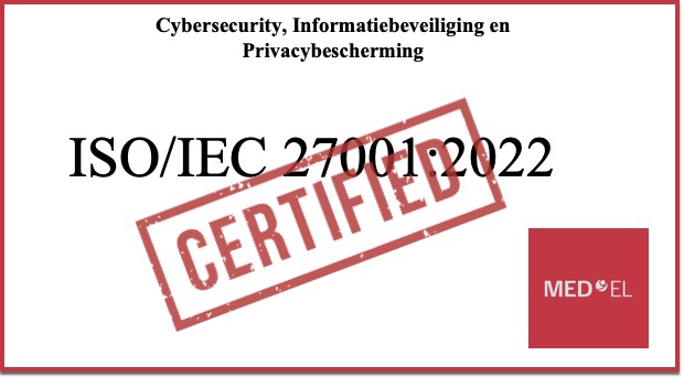 MED-EL ontvangt wereldwijde certificering voor informatiebeveiliging, cyberbeveiliging en privacybescherming.
@medel  
hoorzaken.nl/nieuws/med-el-…