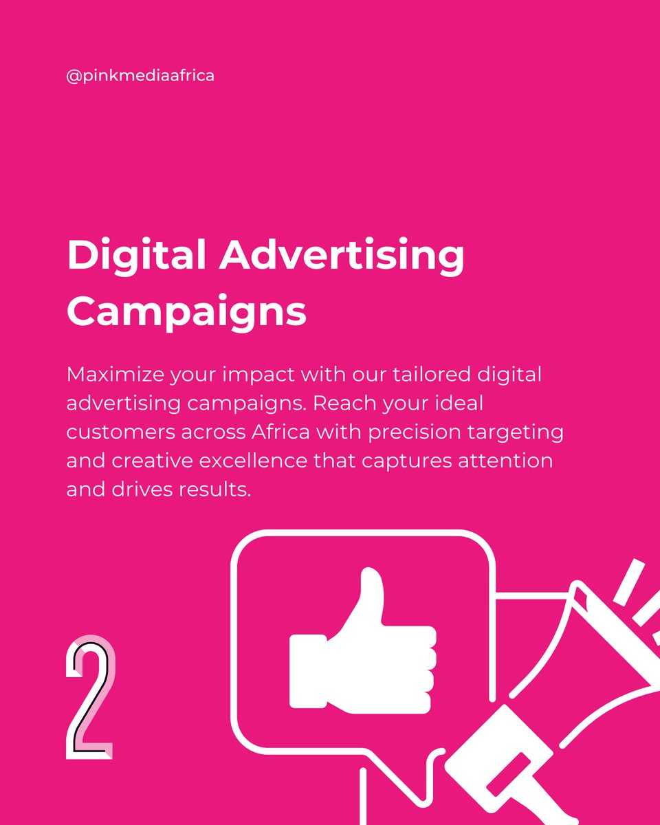 Pinkmediaafrica's tweet photo. Unlock the full potential of your brand with Pink Media Africa 🌍✨. Dive into the digital landscape with strategies that speak directly to your African audience. 

From SEO mastery to unforgettable digital campaigns, we're here to elevate your online presence. https://t.co/M9HfjVBzq8