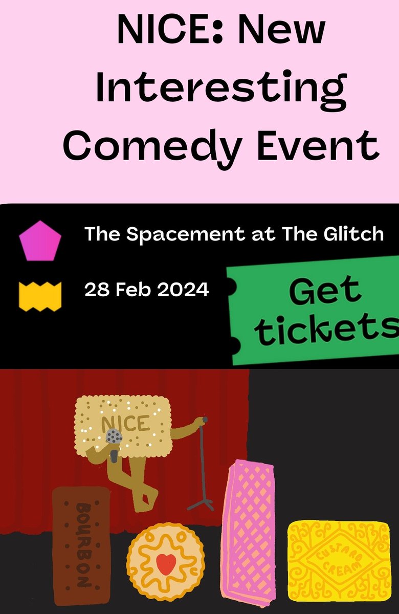 NICE Comedy (@nicecomedyevent) on Twitter photo Comedy tonight!
Come see NICE with <a href="/vaults/">Vaults</a>!
<a href="/theglitch_se1/">The Glitch | VAULT Creative Arts</a> , waterloo
Tonight 28th Feb
8pm
Headliner <a href="/alexbertanades/">Alex Bertulis-Fernandes</a>
MC <a href="/MsMillicentMoon/">Millicent Moon</a>
Jen Nolan
<a href="/RabiahComedy/">Rabiah Coon - Comedian</a>
<a href="/thecolleencg/">Colleen Cheetham-Gerrard 🎆</a>
<a href="/OnceAndFutureSK/">Sarah</a>
Tix: wearevault.org/apov/nice%3A-n… Comedy tonight!
Come see NICE with <a href="/vaults/">Vaults</a>!
<a href="/theglitch_se1/">The Glitch | VAULT Creative Arts</a> , waterloo
Tonight 28th Feb
8pm
Headliner <a href="/alexbertanades/">Alex Bertulis-Fernandes</a>
MC <a href="/MsMillicentMoon/">Millicent Moon</a>
Jen Nolan
<a href="/RabiahComedy/">Rabiah Coon - Comedian</a>
<a href="/thecolleencg/">Colleen Cheetham-Gerrard 🎆</a>
<a href="/OnceAndFutureSK/">Sarah</a>
Tix: wearevault.org/apov/nice%3A-n…