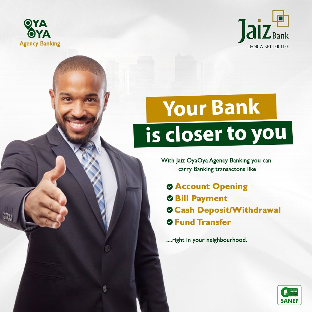 JaizBankNG's tweet photo. For swift transactions, locate our OyaOya agent closest to you.
#Jaizbank #Forabetterlife #OyaOya https://t.co/1gTcfrLlRK