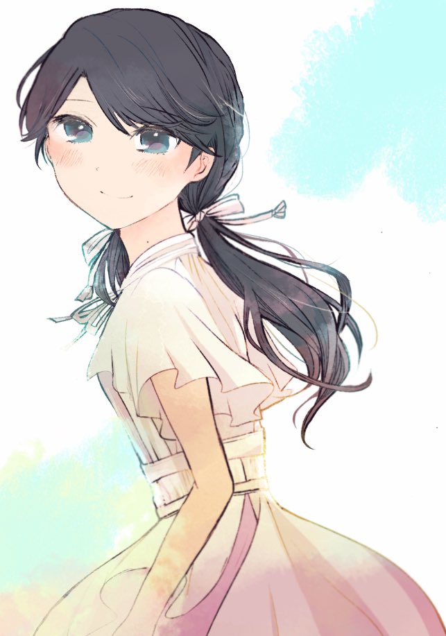1girl solo dress twintails black hair long hair looking at viewer  illustration images