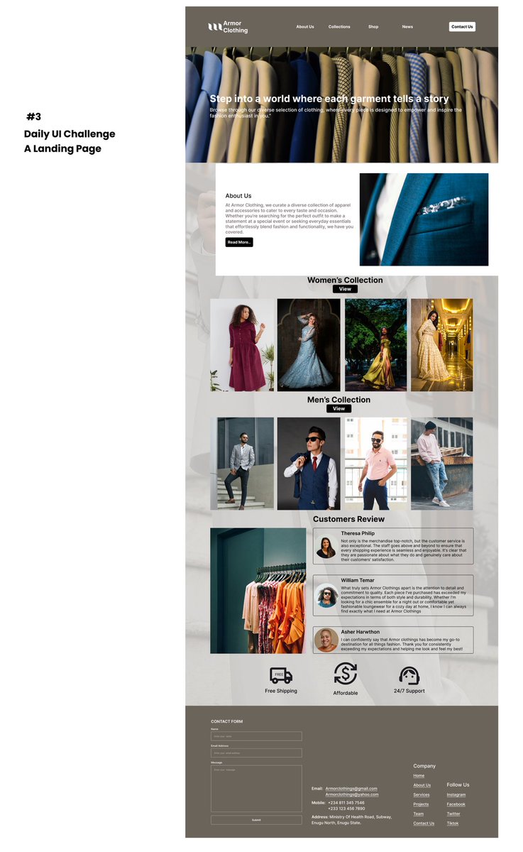 Day 3: Design a landing page. @DailyUI 

#uidesign #clothingstore #designinspiration #figma