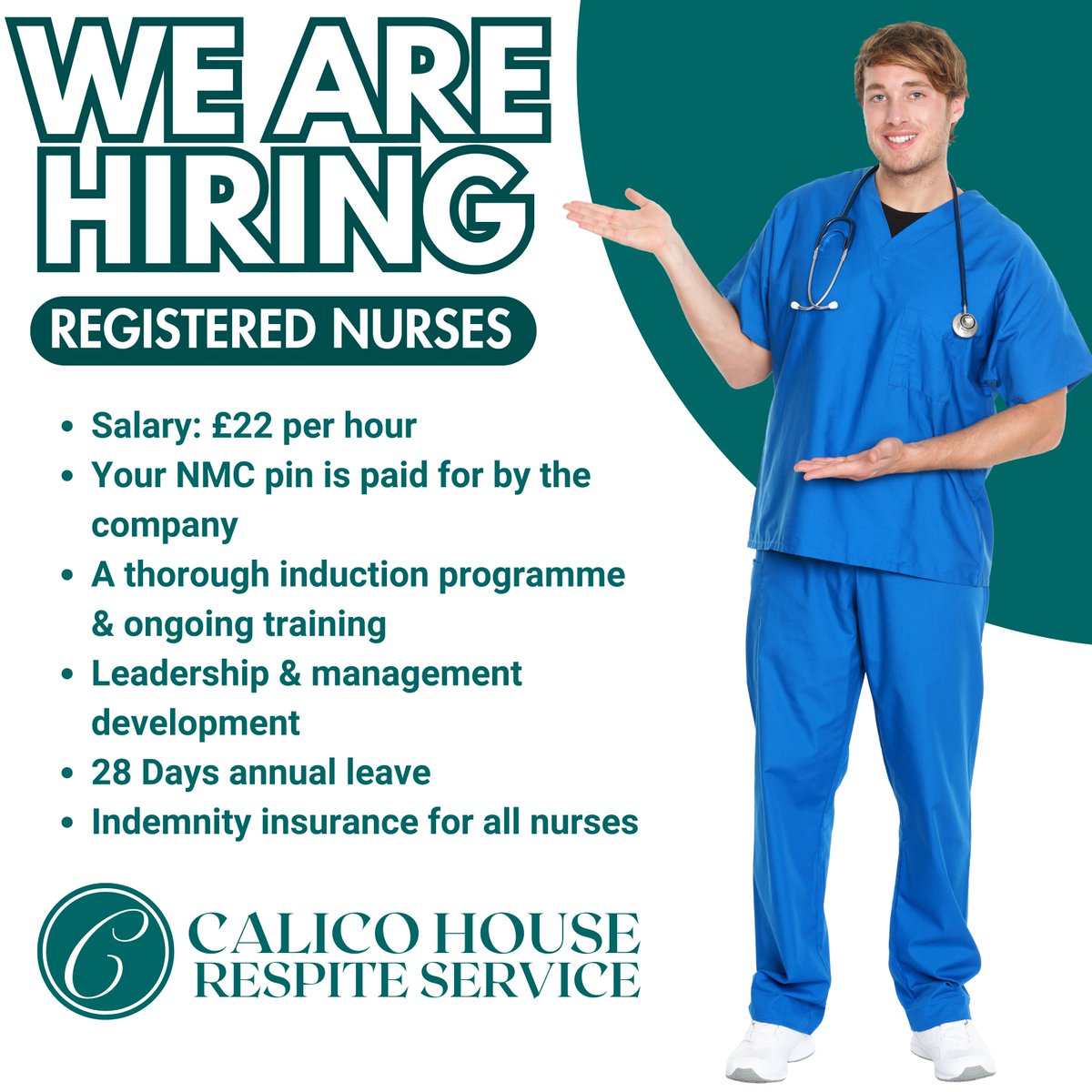 Baillieston Community Care|Extended Personal Care (@bailliestoncare) on Twitter photo We are currently hiring for Registered Nurses at Calico House Respite Service.
Salary: £22 per hour.
Interested applicants should contact 01360 319010 or email manager@calicohouse.co.uk We are currently hiring for Registered Nurses at Calico House Respite Service.
Salary: £22 per hour.
Interested applicants should contact 01360 319010 or email manager@calicohouse.co.uk