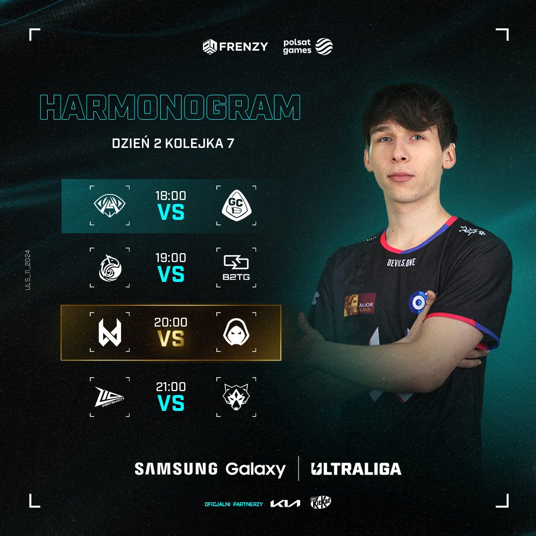 Ultraliga (@ultraliga) on Twitter photo Dziś w <a href="/SamsungPolska/">Samsung Polska</a> Galaxy Ultralidze:
18:00 - Orbit <a href="/AnonymoEsports/">Anonymo Esports</a> vs <a href="/GRP_Esports/">GRP Esports</a>
19:00 - <a href="/teamescagaming/">Team ESCA Gaming</a> vs <a href="/Back2TheGamePL/">Back2TheGame</a>
20:00 - ⭐️ <a href="/devils1gg/">devils.one</a> vs <a href="/_ForsakenGG_/">Forsaken</a> ⭐️
21:00 - <a href="/Z10_PL/">Z10 Esports (PL)</a> vs <a href="/IronWolvesInt/">Iron Wolves</a>
Do zobaczenia już o 17:45. Widzimy się na żywo w Polsat Games. 📺 Dziś w <a href="/SamsungPolska/">Samsung Polska</a> Galaxy Ultralidze:
18:00 - Orbit <a href="/AnonymoEsports/">Anonymo Esports</a> vs <a href="/GRP_Esports/">GRP Esports</a>
19:00 - <a href="/teamescagaming/">Team ESCA Gaming</a> vs <a href="/Back2TheGamePL/">Back2TheGame</a>
20:00 - ⭐️ <a href="/devils1gg/">devils.one</a> vs <a href="/_ForsakenGG_/">Forsaken</a> ⭐️
21:00 - <a href="/Z10_PL/">Z10 Esports (PL)</a> vs <a href="/IronWolvesInt/">Iron Wolves</a>
Do zobaczenia już o 17:45. Widzimy się na żywo w Polsat Games. 📺