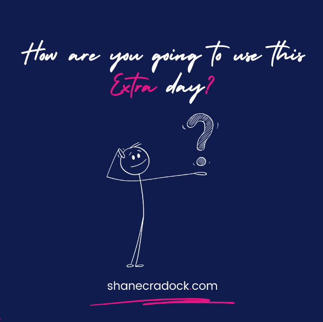 2024 is a Leap Year! That means tomorrow (29 Feb) we have an extra day. My question for you today is: How are you going to use this extra day? Is it work? Family? Friends? Maybe a project? Food For Thought!