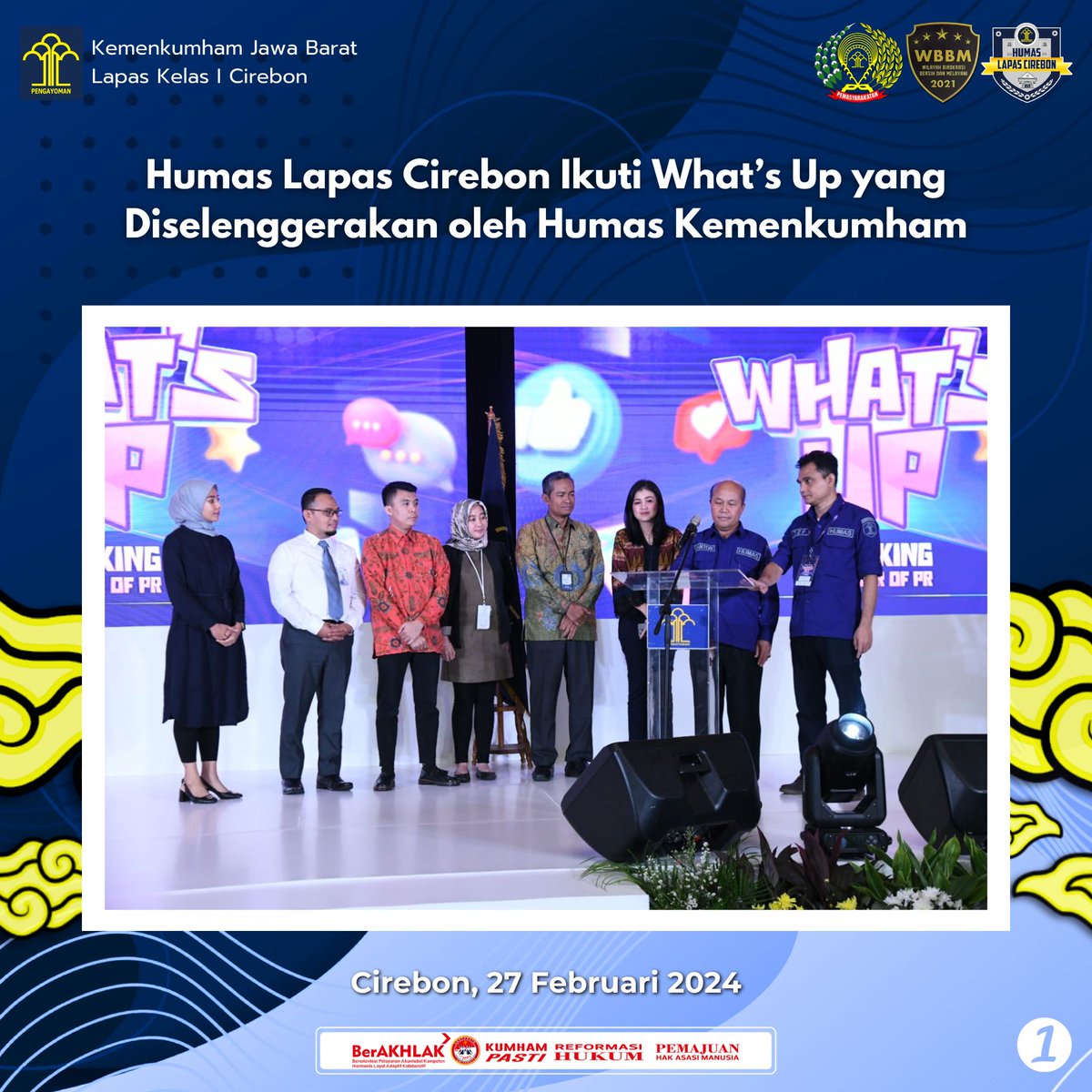 lapas_cirebon's tweet photo. Humas Lapas Cirebon Ikuti What’s Up yang Diselenggerakan oleh Humas Kemenkumham

Pasbi – INFO_PAS (27/02)

(NV)
#LapasCirebon
#KemenkumhamJabar
#RAndikaDwiPrasetya
Lapas Cirebon
Kemenkumham Jabar
R. Andika Dwi Prasetya https://t.co/eyjqlBpWJw