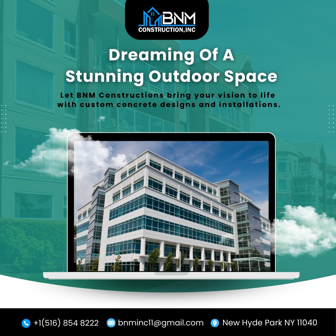 Dreaming Of A Stunning Outdoor Space Let BNM Constructions bring your vision to life with custom concrete designs and installations.