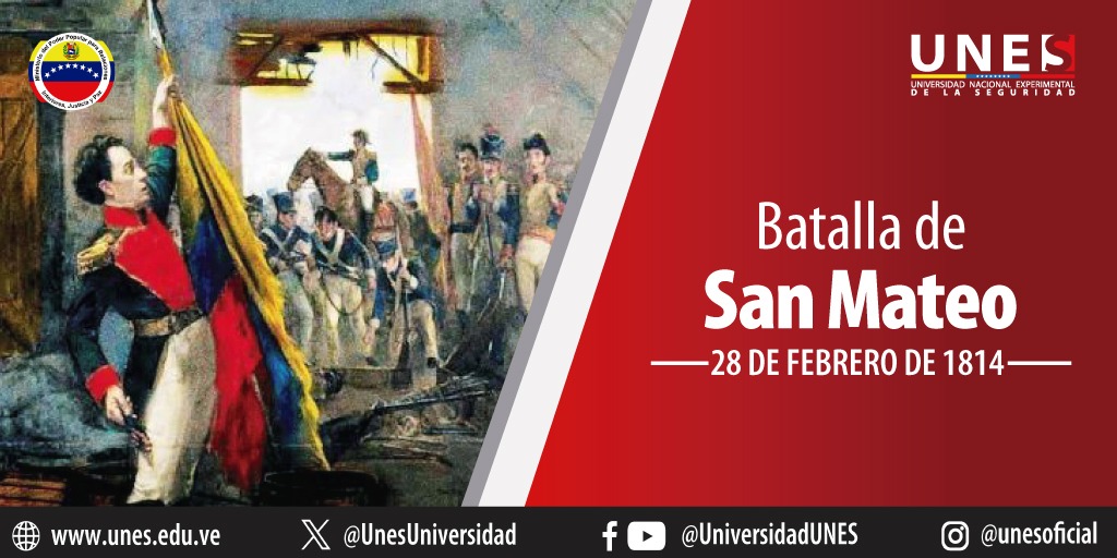 #Efeméride 🇻🇪 #28Feb de 1814 tuvo lugar la Batalla de San Mateo, dentro del proceso de independencia de Venezuela, en la cual el militar republicano Simón Bolívar consiguió aguantar el ataque de las fuerzas realistas dirigidas por el Cmdt. José Tomás Bovés.
#7TDelDebateALaAcción