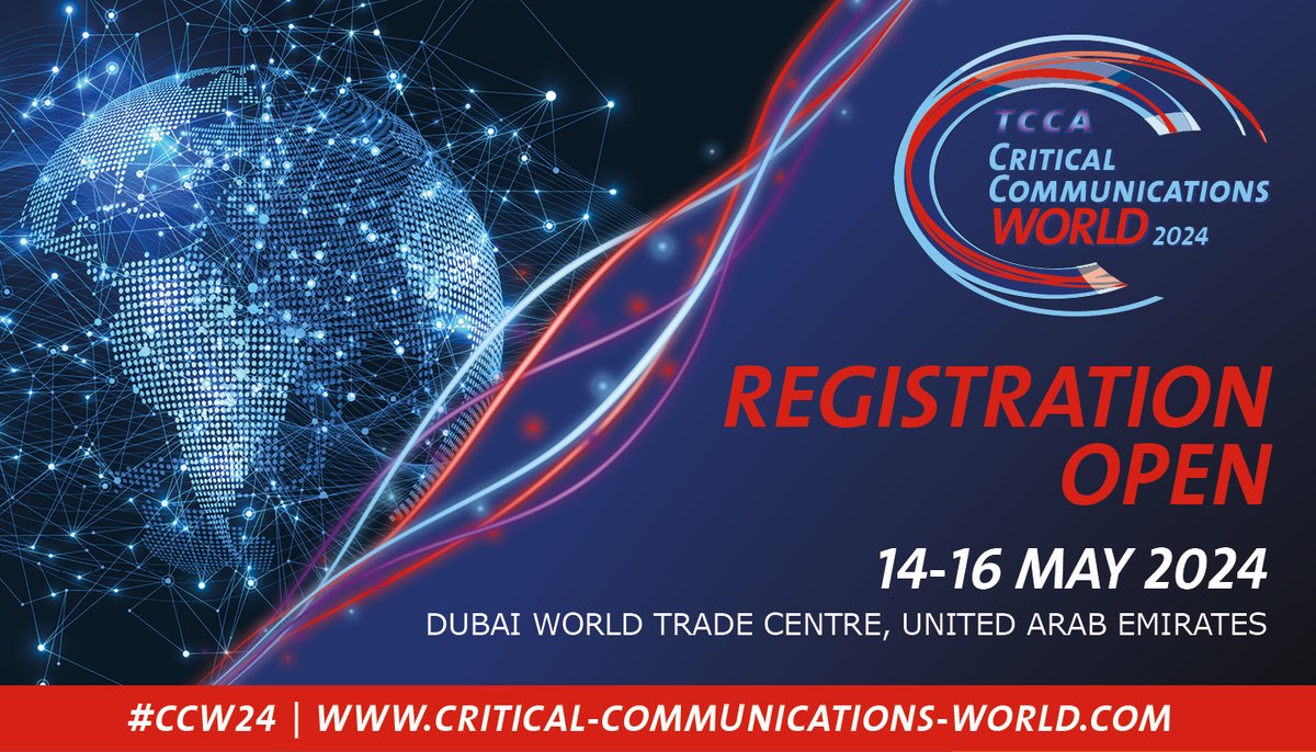 ⚡Free visitor registration for #CCW2024 is open! Join us in Dubai for 3 days of inspiration, sharing knowledge & connections. Click here: cloudme02.infosalons.biz/reg/CCW24DU/la… @TCCAcritcomms @VisitDubai_UK @DXBMediaOffice @visitdubai @DWTCOfficial @NedaaDXB #CCW #TCCA #criticalcommunications