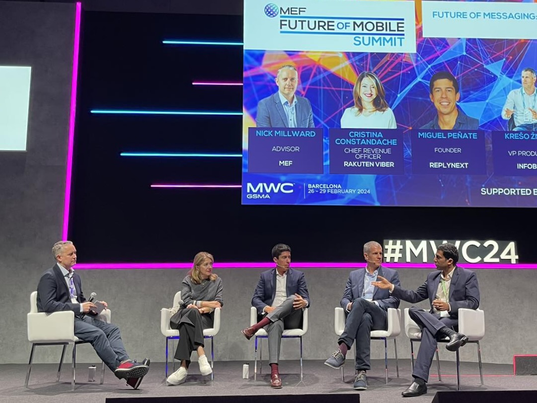 Our CRO, Cristina Constandache, shared her expertise in navigating tech trends and their impact on messaging during the @MEF panel discussion at @MWCHub Barcelona. We thank MEF and fellow panelists for a thought-provoking conversation!📱🤔