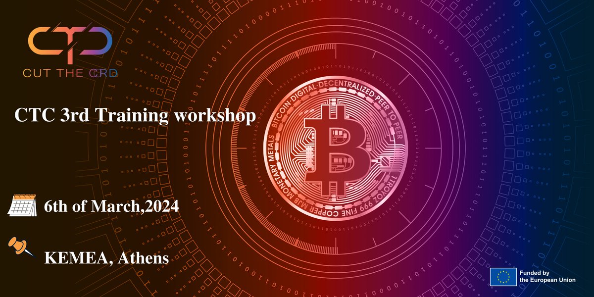 📢 Registration is still open!
📌 On Wednesday, 6th of March, the CTC Project invites you to join the project's 3rd training #workshop 💼!
🖊 Register for online or physical presence here: lnkd.in/dSM7wBRa
#ctcisf #workshop #cryptocurrency