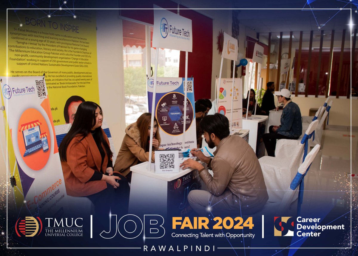 tmuc_Pakistan's tweet photo. 🎓 Today was a standout day for TMUC Rawalpindi as our students shined at the job fair! 
#TMUCJobFair #EducoAppreciation #StudentSuccess #CareerOpportunities https://t.co/GCJ5LSFQa8