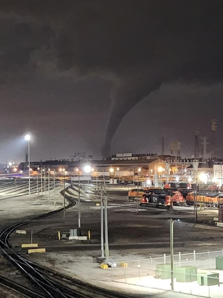 'Tornado Warning' Another epic region shot of the tornado from the Gary / East Chicago line around 9:30 tonight.

It’s believed from all the witnesses this tornado was on land for about 500-1000 yards before crossing onto Lake Michigan making it a waterspout.