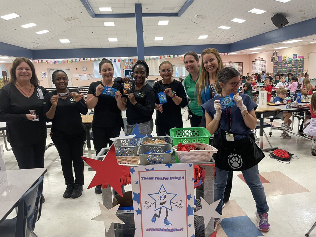 It’s, “We’re Starstruck by You Week.” We ❤️ and appreciate our staff! #PBCShiningStarWeek @pbcsd @hainesv @MrsGreen1997 Here are some of our staff enjoying their snack cart💕