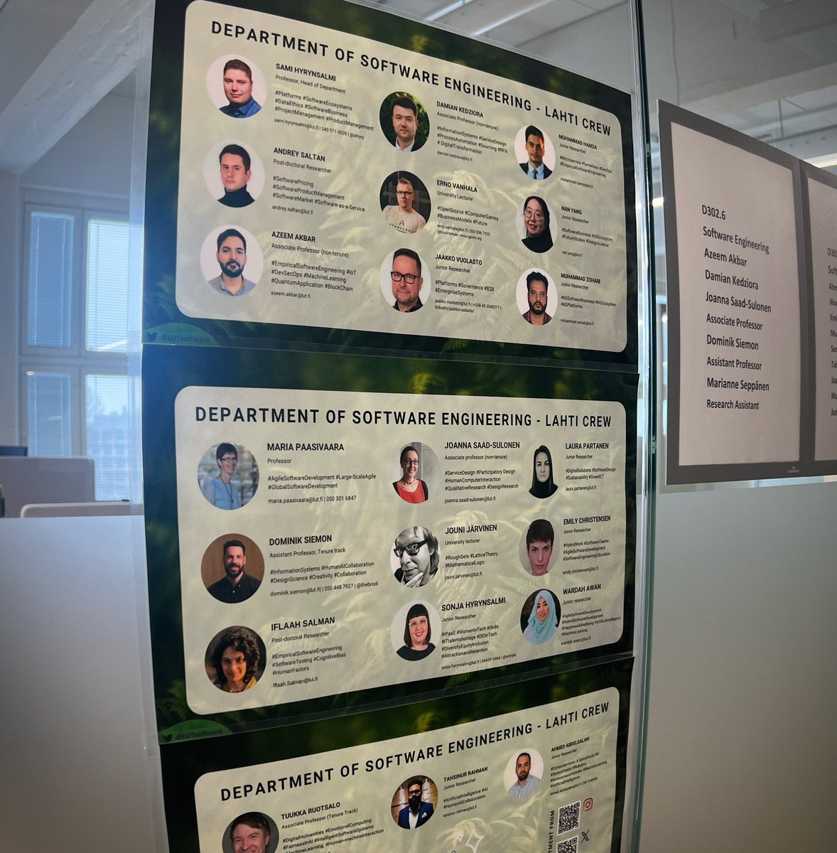 You can find the names, faces and research themes of our Lahti crew at the third floor of Mukkulankatu 19 (and also meet us there!). But - remember that you can find many of our researcher from the Google Scholar under tag #LUTSoftware scholar.google.com/citations?view…