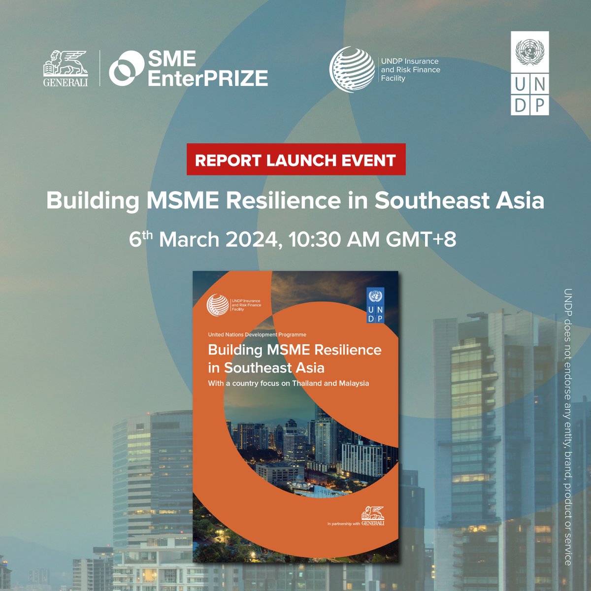 1️⃣ week till the 'Building MSME Resilience in Southeast Asia' report launches in Kuala Lumpur and online 

🔦Explore a new approach to identifying risks and increasing MSME resilience

➡️irff.undp.org/events/buildin…

#ProtectTheFuture #Insurance4SDGs #financialresilience #MYUNDP