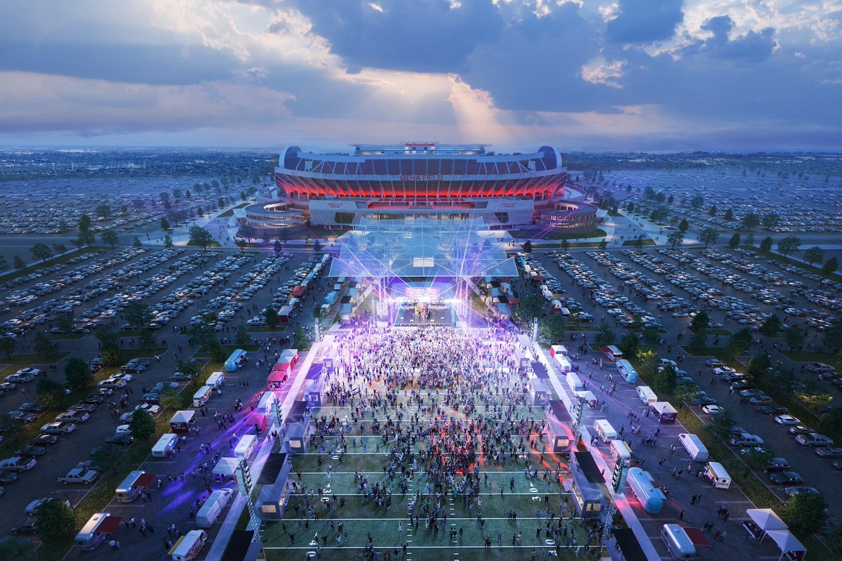 OddsShark's tweet photo. The Kansas City Chiefs have unveiled plans for a “re-imagined Arrowhead Stadium” 

• Sideline &amp; end zone clubs
• Upper concourse canopy
• Turf activation zone
• New video screens
• 3 new pedestrian bridges https://t.co/rOJjwRoNqJ