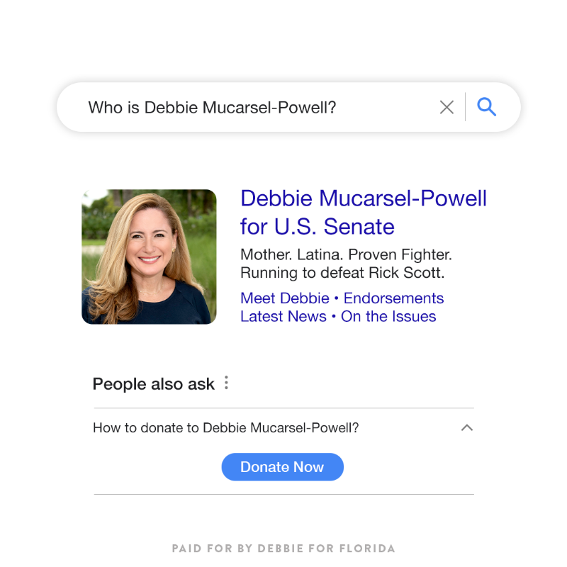 DebbieforFL's tweet photo. The tides are changing in Florida: Dems just won a key special election. Voters are rejecting the GOP's abortion bans. Rick Scott's approval ratings are tanking. And my race is TIED!

Scott is TERRIFIED so he's running attack ads to retake the lead. Donate to help me fight back.