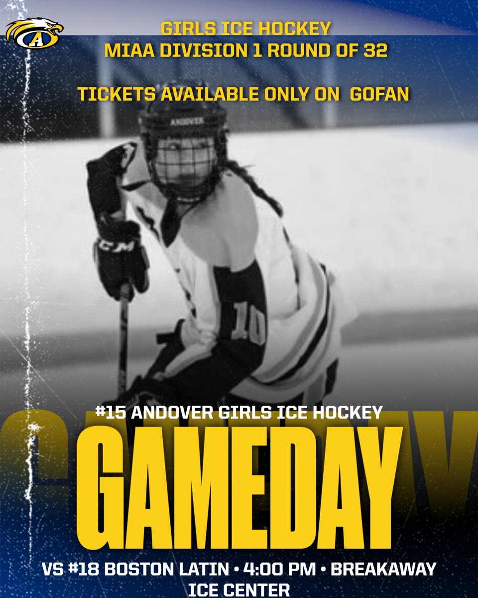 Andover Athletics (@andoverwarriors) on Twitter photo Head over the Breakaway for todays Girls hockey Round of 32 match up between #15 Andover Warriors vs #18 Boston Latin. Tickets Available on GoFan Only: gofan.co/event/1432016?…
<a href="/blsgirlshockey/">@BLSGirlsHockey</a>
<a href="/BLS_Athletics/">Boston Latin School Athletics</a>
<a href="/AHSGirlsHockey_/">Andover Girls Hockey</a>
#GOWARRIORS Head over the Breakaway for todays Girls hockey Round of 32 match up between #15 Andover Warriors vs #18 Boston Latin. Tickets Available on GoFan Only: gofan.co/event/1432016?…
<a href="/blsgirlshockey/">@BLSGirlsHockey</a>
<a href="/BLS_Athletics/">Boston Latin School Athletics</a>
<a href="/AHSGirlsHockey_/">Andover Girls Hockey</a>
#GOWARRIORS