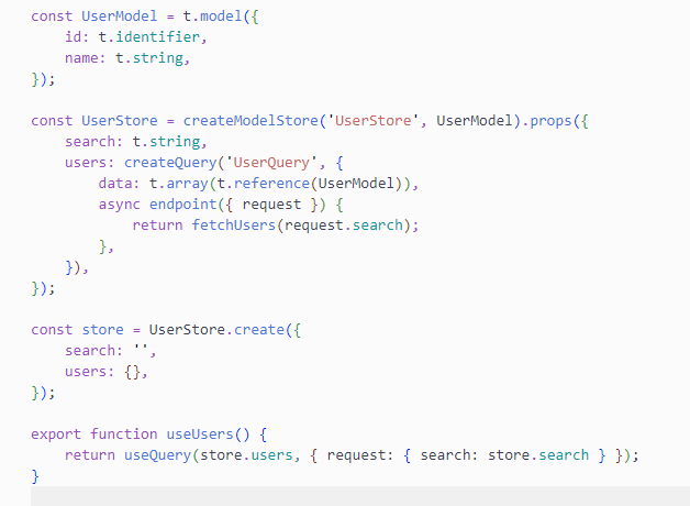 kimode_x's tweet photo. @coolsoftwaredev @TkDodo @jamonholmgren gotcha :) would love to know more about the syntax issues. mst-query is very flexible but maybe not as terse as some people would like, I guess that's it? this is the same code as Jamon posted earlier but with mst-query https://t.co/WNwisByJSJ