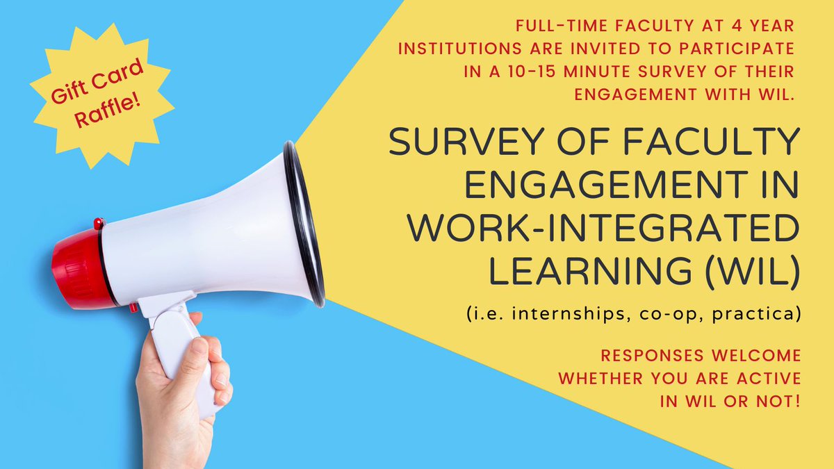 CEL @ Elon U (@cel_elon) on Twitter photo One of our Work-Integrated Learning (WIL) research teams invites full-time faculty at 4-year institutions to participate in a survey of faculty engagement in WIL (e.g., internships, co-op, practica). Learn more & participate at: buff.ly/49TF4lt One of our Work-Integrated Learning (WIL) research teams invites full-time faculty at 4-year institutions to participate in a survey of faculty engagement in WIL (e.g., internships, co-op, practica). Learn more & participate at: buff.ly/49TF4lt