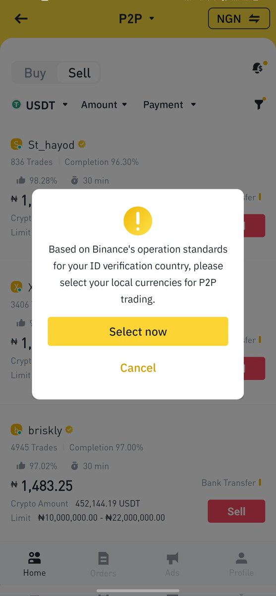 #Binancep2p is truly not working  for #NGN
Time to move on........