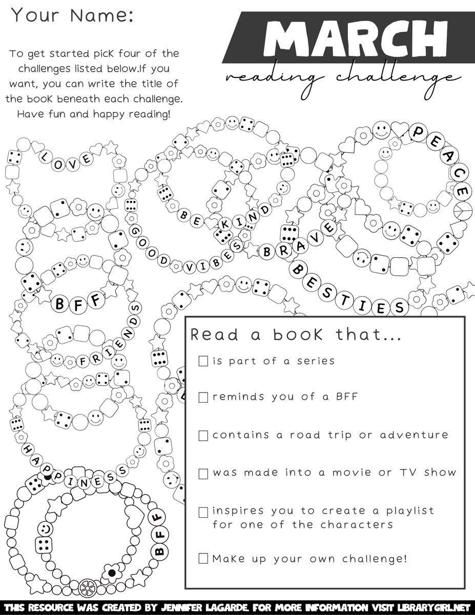 Just for fun, I’m creating monthly reading challenges/coloring sheets for readers of all ages - because both reading and coloring help to reduce stress. Here's the one for March. Happy reading and coloring, y'all! FREE Download: librarygirl.net/post/library-g…