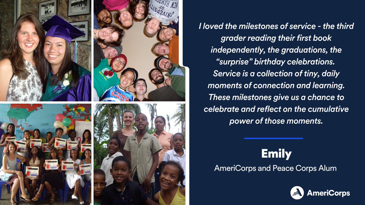 #Spotlight: Meet Emily, an @AmeriCorps alum who served with @PublicAllies and the @PeaceCorps in the Dominican Republic. She shares what inspired her to serve at home and abroad and the moments she cherishes the most. #PeaceCorpsWeek #AmeriCorps30