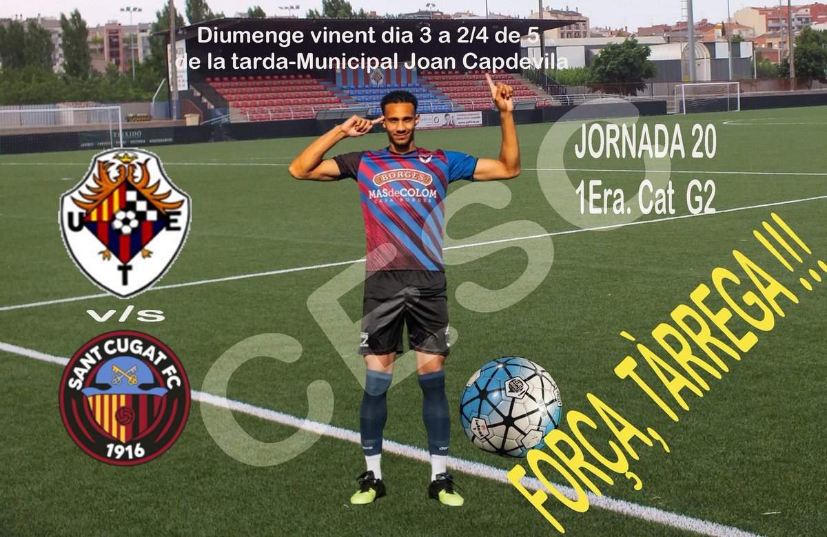 CiscoTalladell's tweet photo. La @UETarrega jugarà diumenge vinent 3 de març, a 2/4 de 5 de la tarda, al Mpal Joan Capdevila davant del Sant Cugat FC amb la necessitat de sumar la primera victòria de la temporada a casa. Seria un pas important per a la permanència a la categoria. MOLTA FORÇA, NOIS! https://t.co/ZmIPJlZ1wP