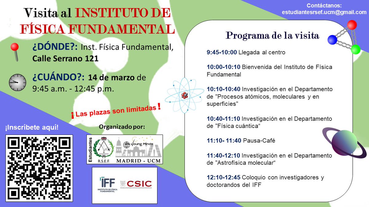 iff_csic's tweet photo. El 14 de marzo tenemos una visita muy especial: alumn@s de la Facultad de Físicas  de la @unicomplutense  @RSEF_ESP  @ccfisicas 
Ya estamos preparando cosas 👇 https://t.co/gW13T2Ndb6