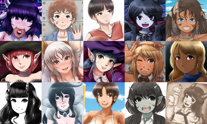 オリジナルのキャラと
習作の聖ジョオジ女学院高等部のイメージラフを添えて
 #顔面ドアップ詰め詰め祭り 