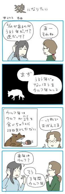 なんか昔うるう年のマンガ描いたなと思って探したら虚構新聞さんの4コマだった 