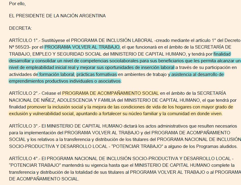marianouset's tweet photo. PROMOVER a aquellos que todavía pueden volver al trabajo y PROTEGER a aquellos que padecen los mayores niveles de exclusión. No es lo mismo el que no quiere y el que no puede. Políticas para cada sector. Decreto 198/24 .
@JMilei @S_Pettovello https://t.co/Ou5PksWdGi