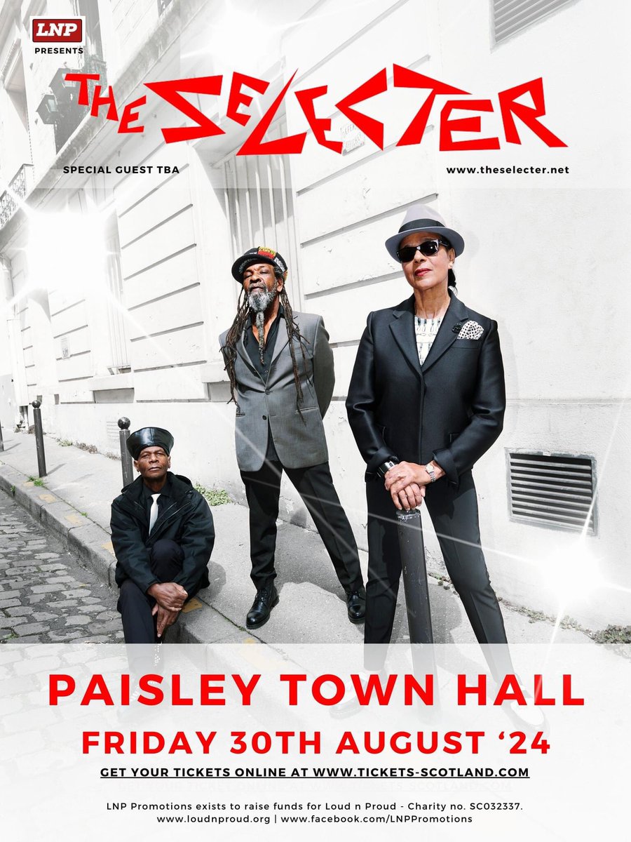 SCOTLAND! 🏴󠁧󠁢󠁳󠁣󠁴󠁿 New show announced for us at Paisley Town Hall at the end of August. Tickets on sale this Friday - t-s.co/t4246