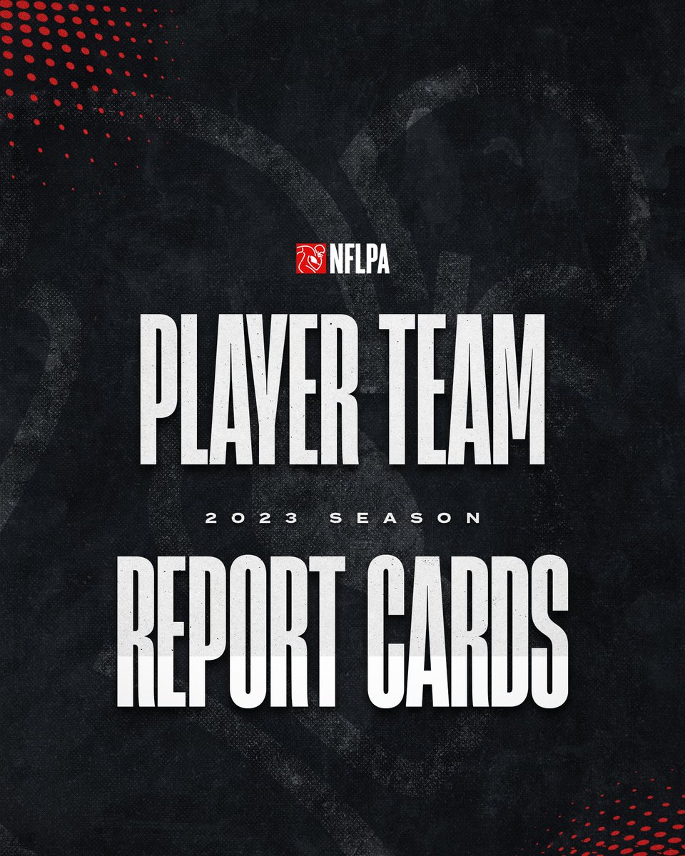 NFLPA's tweet image. The Player Team Report Cards are back. Last year, the report cards led to players feeling more informed about their workplace &amp;amp; this year several new categories were added including Head Coach, Owner + Dietician/Nutritionist. 
Take a look here: bit.ly/4bW0YGy.
